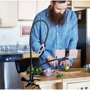 Cell Phone Holder Ring Light for whatnot Live Stream, Flexible Clip Holder Bends